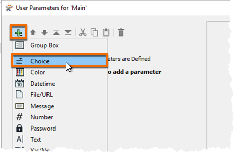 Adding a Choice parameter